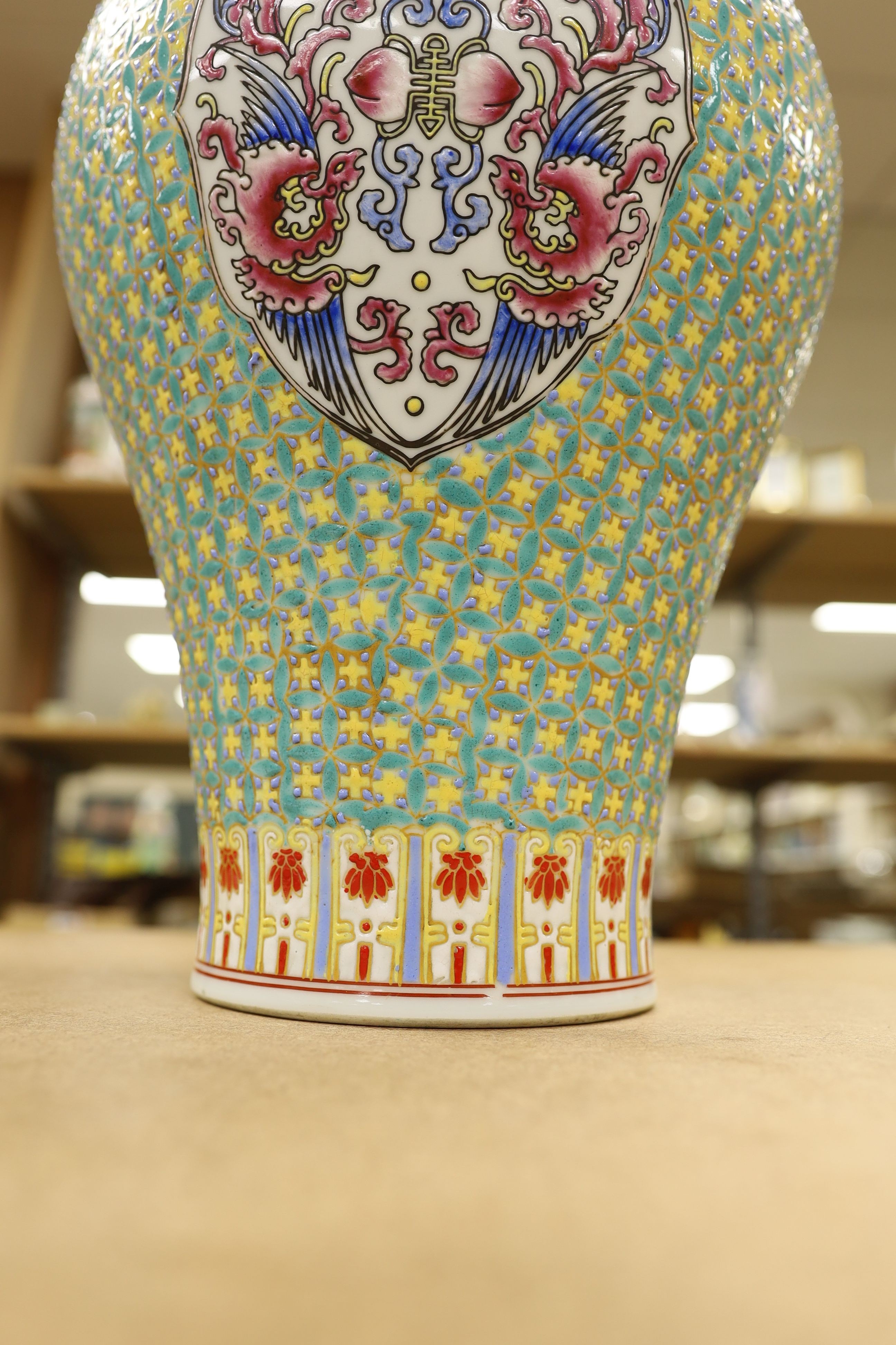 A Chinese enamelled porcelain meiping, 39cm